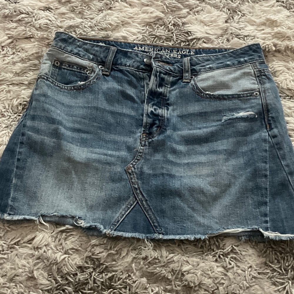 American Eagle Outfitters Distressed Denim Skirt - Blue